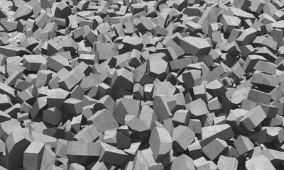 Rubble pile. Concrete stone pieces