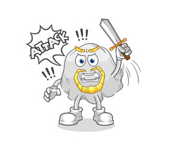 ghost knights attack with sword. cartoon mascot vector