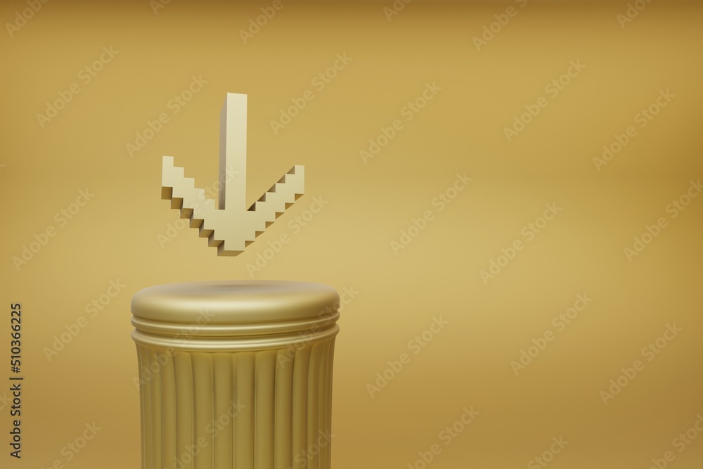 Fototapete beautiful abstract illustrations golden golden pixel arrow down symbol icons on a golden column and 