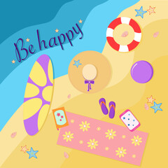 illustration of the sea beach vacation travel