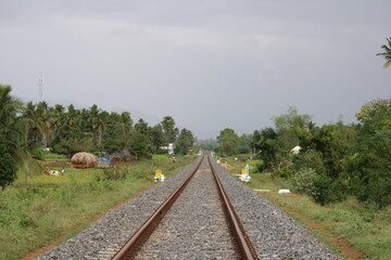 railway tracks in the autumn
