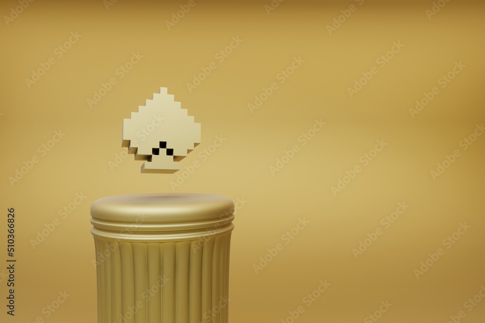 Leinwandbilder beautiful abstract illustrations golden golden pixel spades symbol icons on a golden column and wond