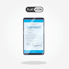 Electronic contract or digital signature concept in vector illustration. Signing an electronic contract online by phone