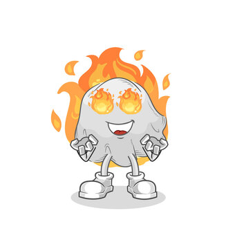ghost on fire mascot. cartoon vector