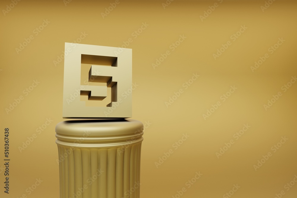 Leinwandbilder beautiful abstract illustrations golden golden pixel number 5 symbol icons on a golden column and wo