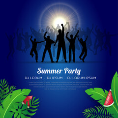 Fantastic and Incredible summer party design isolated on blue gradient vector.