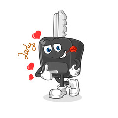 car key flirting illustration. character vector
