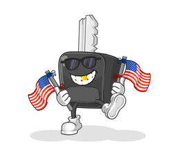 car key american youth cartoon mascot vector