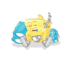 butter sleeping character. cartoon mascot vector