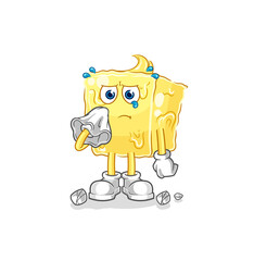 butter cry with a tissue. cartoon mascot vector