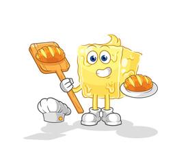 butter baker with bread. cartoon mascot vector