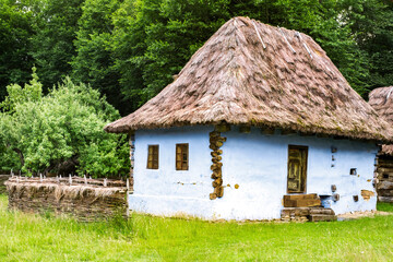 typical Romanian village with old peasant houses