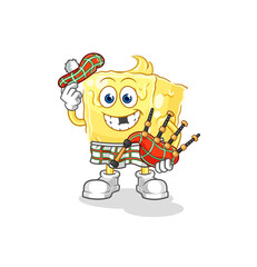 butter scottish with bagpipes vector. cartoon character