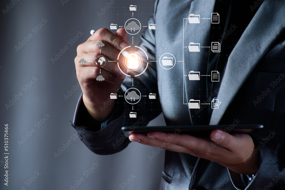 Canvas Prints digital file management concept. businessman are accessing big data storage on internet, digital sto