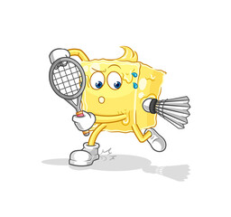 butter playing badminton illustration. character vector