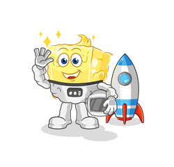 butter astronaut waving character. cartoon mascot vector