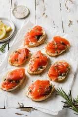 bruschetta with salmon and herbs