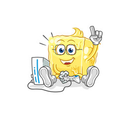 Obraz na płótnie Canvas butter playing video games. cartoon character