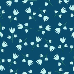 floral vector blue flowers seamless pattern