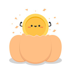 Coin character design. Coin cartoon vector.