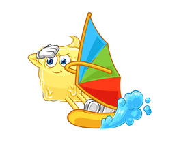 butter windsurfing character. mascot vector