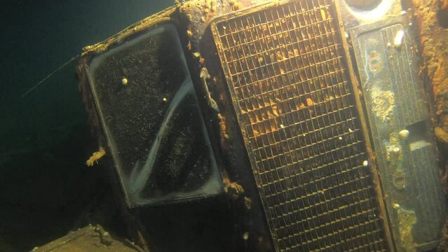 Scuba Divers Swims On The Shipwreck Swedish Ferry Zenobia. Wreck Diving in Larnaca, Cyprus.