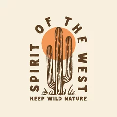 Foto op Canvas cactus illustration wild west design desert vintage © kaboet