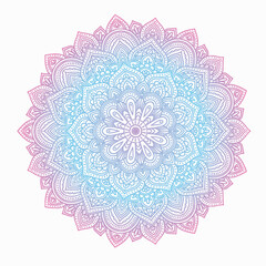 Fototapeta na wymiar Traditional mandala in pink and blue. Esoteric illustration, mandala, graphics.