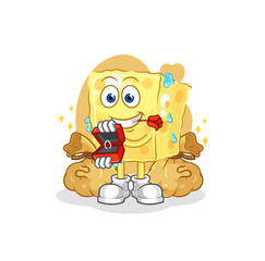 sponge propose with ring. cartoon mascot vector