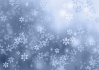 Gray random snowflakes background. Winter digital art.