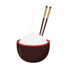 japan cup and chopsticks vector. rice in the cup.