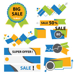 Banners and price tags with decorations