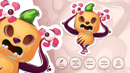 Horror pumpkin with eye - cute sticker