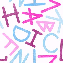 School seamless alphabet pattern for fabrics and textiles and packaging and kids and wrapping paper