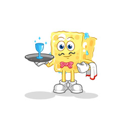 sponge waiter cartoon. cartoon mascot vector
