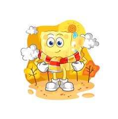Obraz na płótnie Canvas sponge in the autumn. cartoon mascot vector