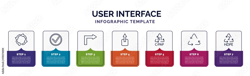 Aufkleber infographic template with icons and 7 options or steps. infographic for user interface concept. incl
