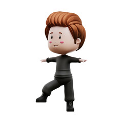 3d rendering of cute character balance training