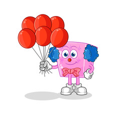mattress clown with balloons vector. cartoon character