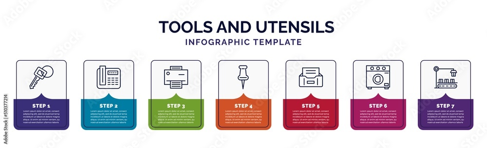 Poster infographic template with icons and 7 options or steps. infographic for tools and utensils concept. 