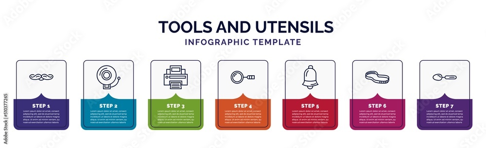 Poster infographic template with icons and 7 options or steps. infographic for tools and utensils concept. 