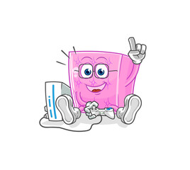 mattress playing video games. cartoon character