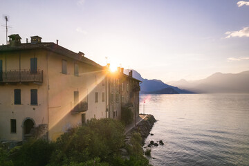 Aerial view of the ancient village, Lierna, Lake Como 