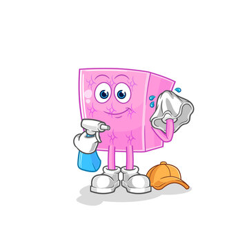 recommend clip art: mattress cleaner vector. cartoon character