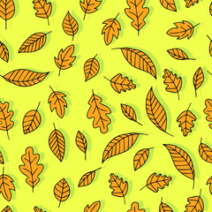 Obraz premium autumn leaves vector seamless pattern. background for fabrics, prints, packaging and postcards