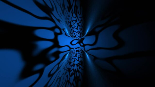 Seamless looping abstract blue black pattern rotation animation.