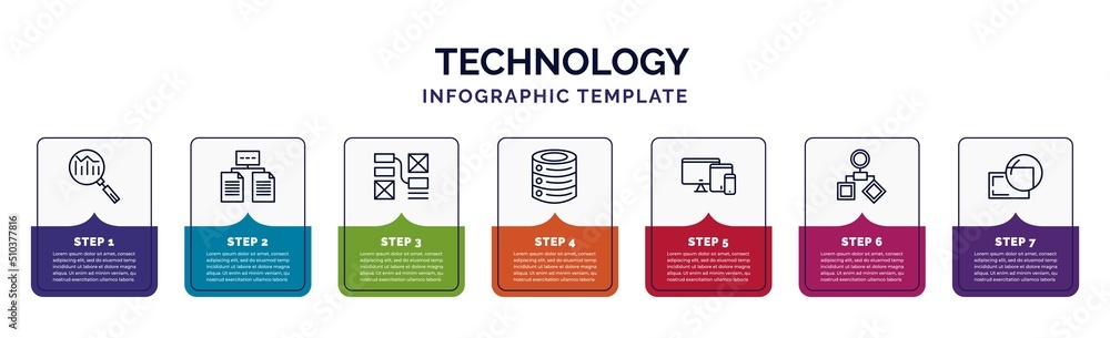 Poster infographic template with icons and 7 options or steps. infographic for technology concept. included