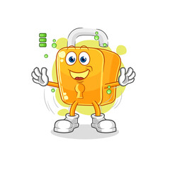 padlock full battery character. cartoon mascot vector