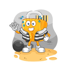 padlock criminal in jail. cartoon character