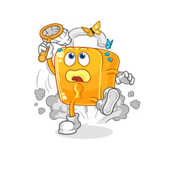 padlock catch butterfly illustration. character vector